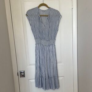 Rails Blue and White Striped Midi Dress
